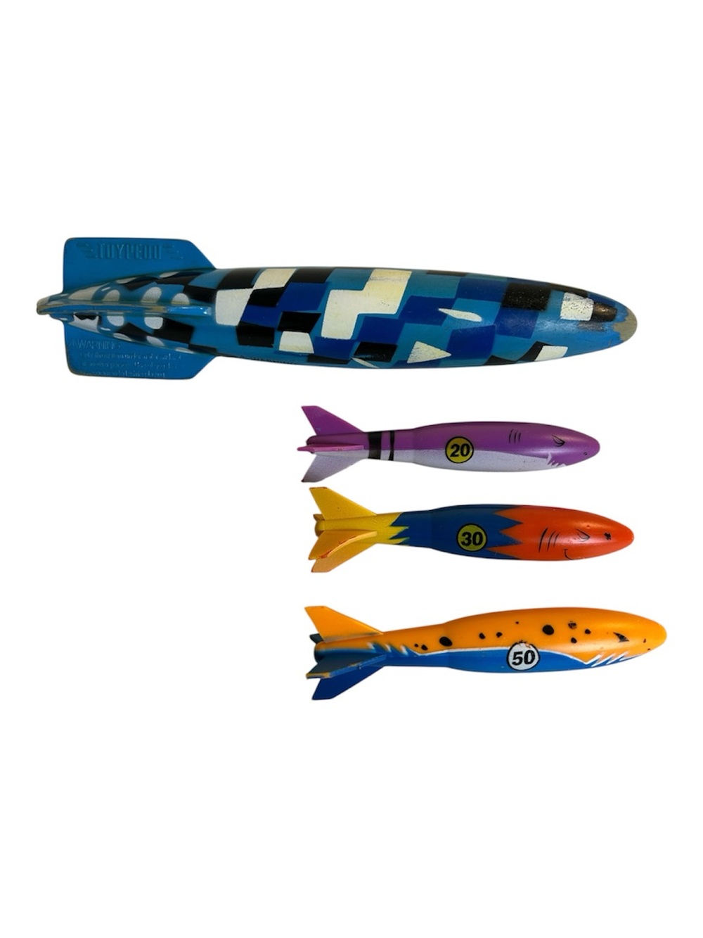 Vtg. Lot Of Toypedo Large Gliding Torpedo + Mini CVS Torpedo Pool Toys